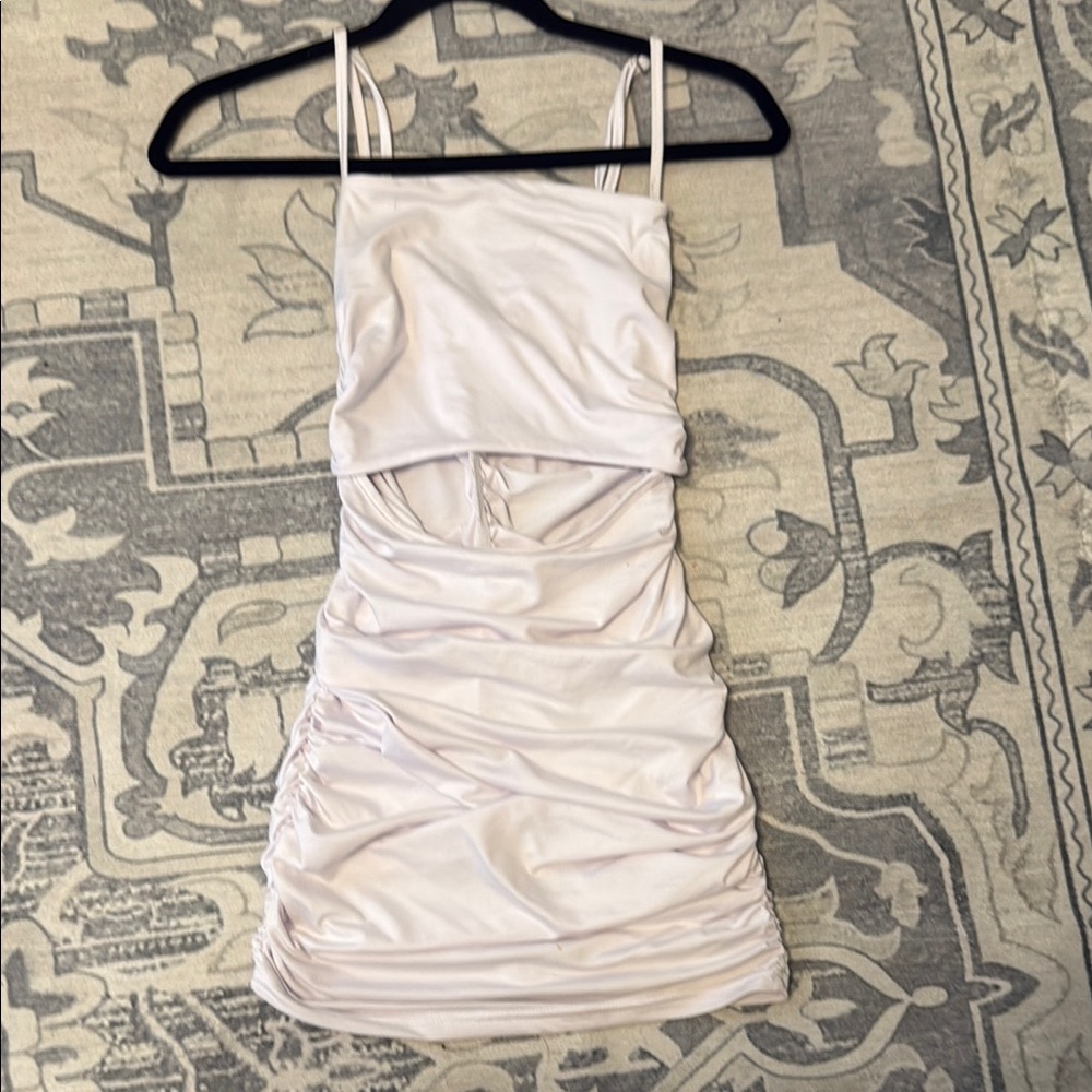 Elegant White Ruched Dress